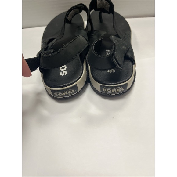 Sorel Out N About Black Leather Slingback‎ Thong Sandals Black Women's 7.5 Shoes - Picture 9 of 11